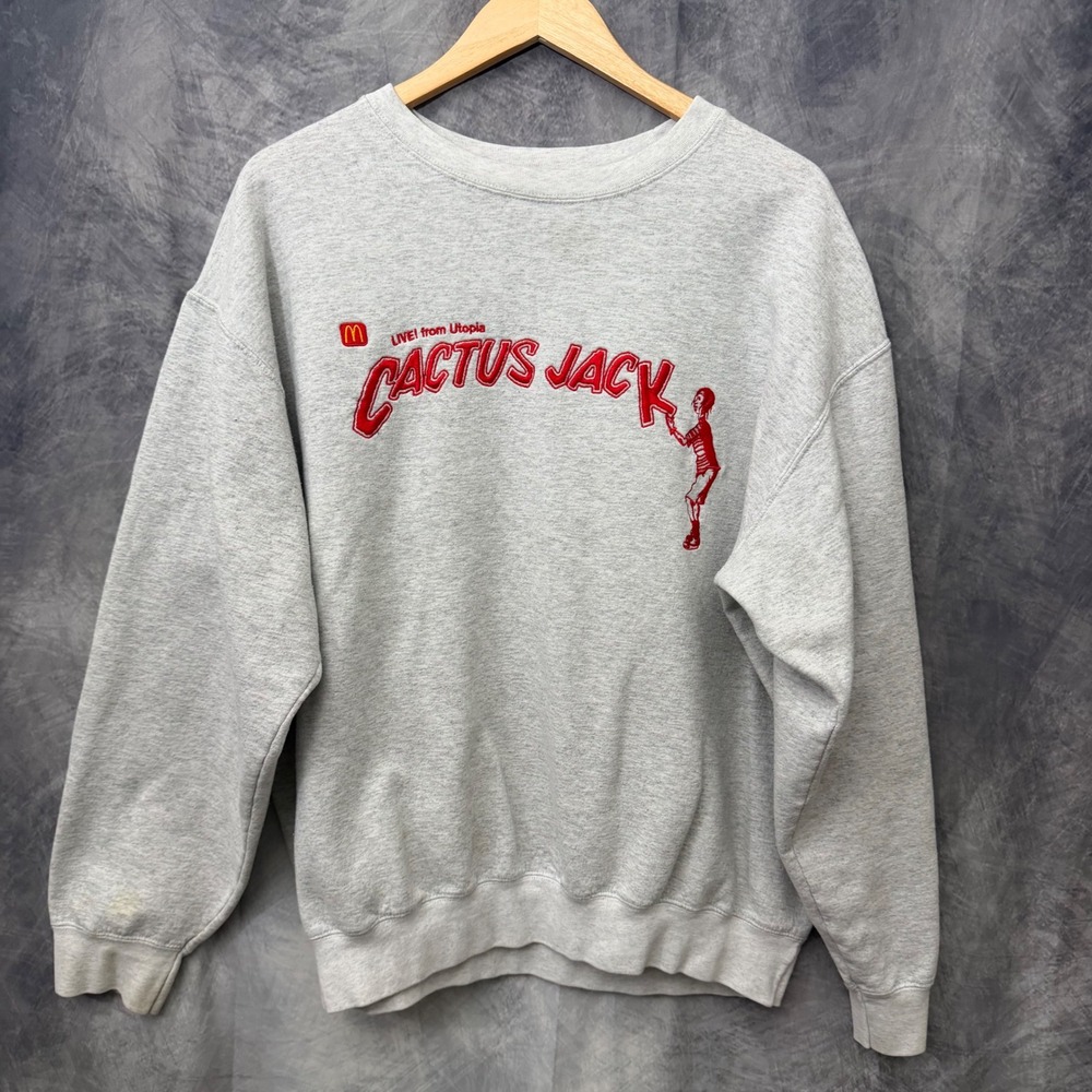 Travis Scott Cactus Jack McDonalds Gray Utopia Crewneck L Streetwear Collab HyPe
